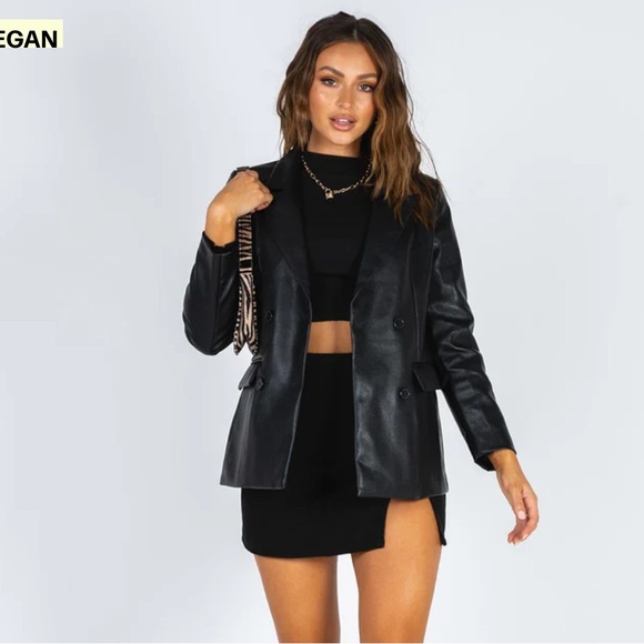 Princess Polly Jackets & Blazers - Princess Polly ELLEN FAUX LEATHER BLAZER